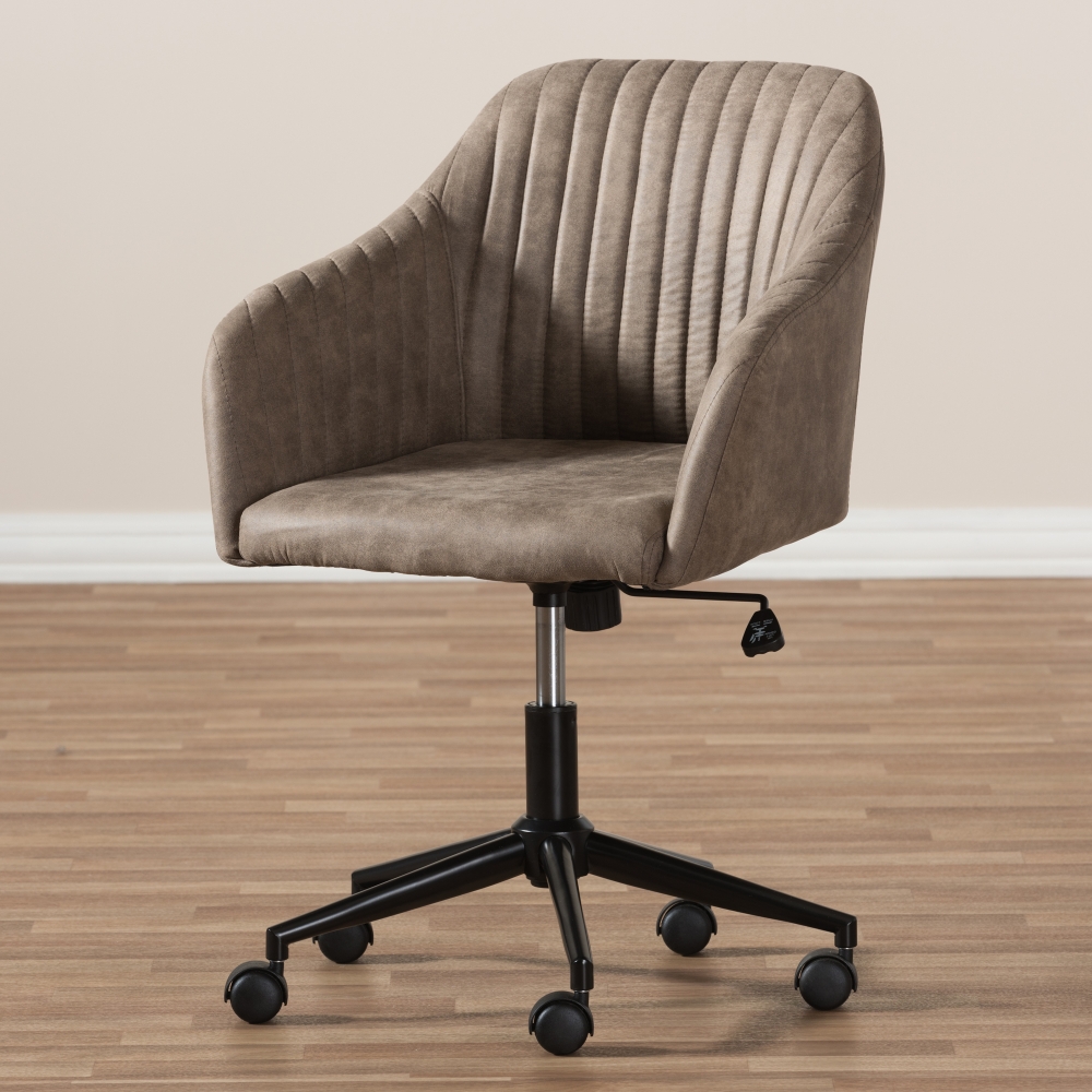 Baxton Studio Maida Mid-Century Modern Light Brown Fabric Upholstered